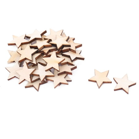 Unique Bargains Wooden Star Shaped DIY Craft Christmas Tree Ornaments Beige 20 x 20mm 30