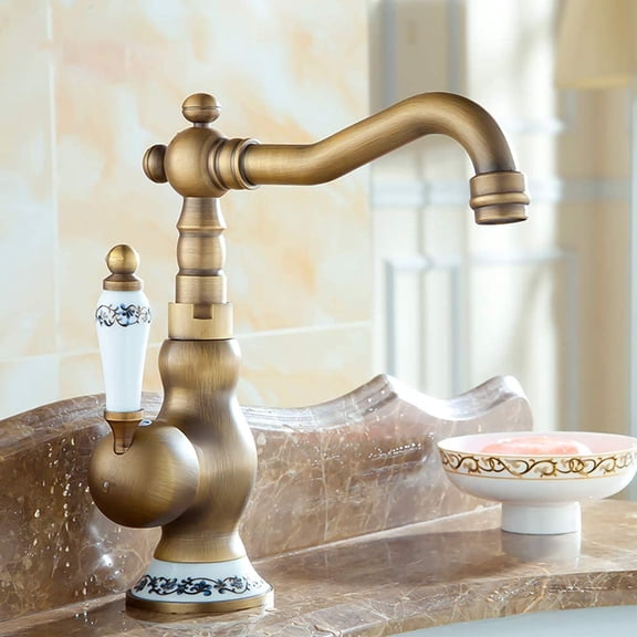 Lightinthebox Antique Brass Kitchen Faucet with Rotatable Design and Ceramic Valve