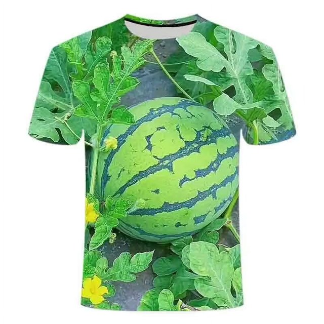 Chemise d'Été Imprimée 3d Melon D\'eau Hip Hop pour Hommes, Personnalité, Manches Courtes, Alternative à la Mode, Col Drôle, Grande Taille, Belle Chemise Deng