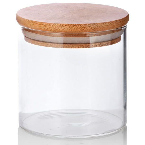 Ruwe slaap Kijkgat hoe 10 oz Clear Glass Borosilicate Jar with Bamboo Silicone Sealed Lid (6 Pack)  - Walmart.com
