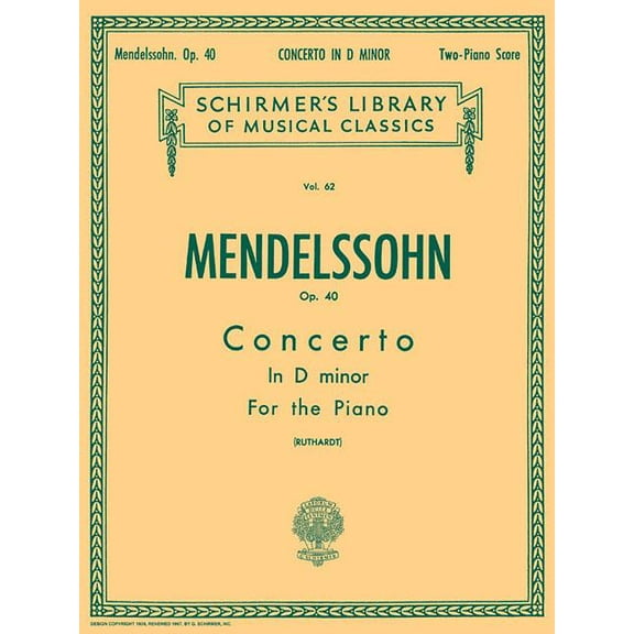Schirmer's Library of Musical Classics: Concerto No. 2 in D Minor, Op. 40: Schirmer Library of Classics Volume 62 Piano Duet (Other)