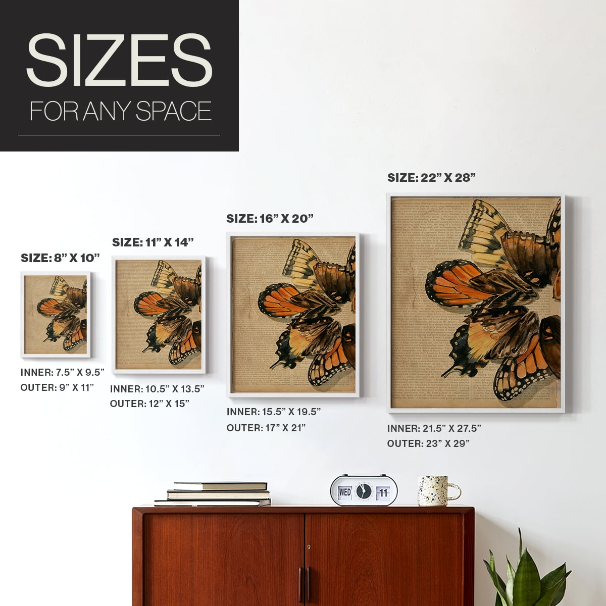 Winged Wreath II Framed Print - Solid Wood in Single Picture Frame Solid Wood 2 Framed Print