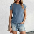 thumbnail image 4 of Plain T Shirts for Women 2025 Summer Lightweight Cap Sleeve Crewneck Casual Basic Tshirt Womens T Shirts, 4 of 7