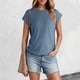 thumbnail image 1 of MKLEKYY Camiseta Camiseta De Verano De Manga Corta Para Mujer, Color Liso, Con Mangas Cubiertas Talla XL, 1 of 3