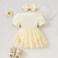 thumbnail image 5 of Ticikt Baby Girl Clothes Summer Romper Dress Sleeveless Bodysuit Jumpsuit with Headband Toddler Outfits,Color:Yellow,Size:3-6 Months, 5 of 9