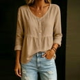 thumbnail image 7 of Ruimatai Womens Peplum Tunic Blouses V Neck Button Front Roll Up Long Sleeve Loose Casual Pullover Tops, 7 of 7