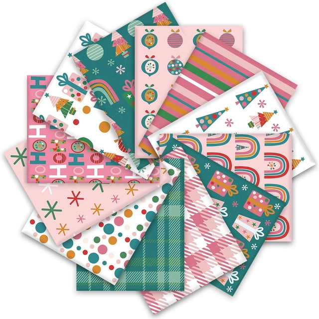 Paquetes de tela de algodón Whaline Christmas, 12 unidades, 45 x 55 cm