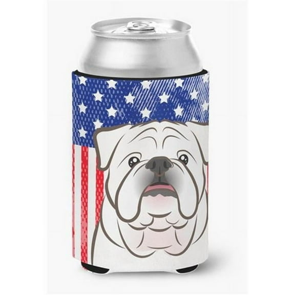 American Flag & White English Bulldog Can or Bottle Hugger