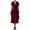 Wine, variant on Jsaierl Women's Cotton Linen Dresses Summer Casual Short Sleeve Midi Dress Cute Solid Color V Neck Dress Bohemian Soft Dresses 2023