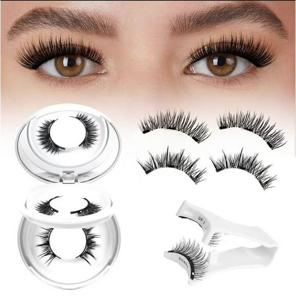 CCNZZITSHT 2 Pair Magnetic Eyelashes Reusable Magnetic Eyelashes with Applicator No Glue Needed Eyelashes Natural Look Lash Clusters Kit Easy to Wear and Remove(E H03)