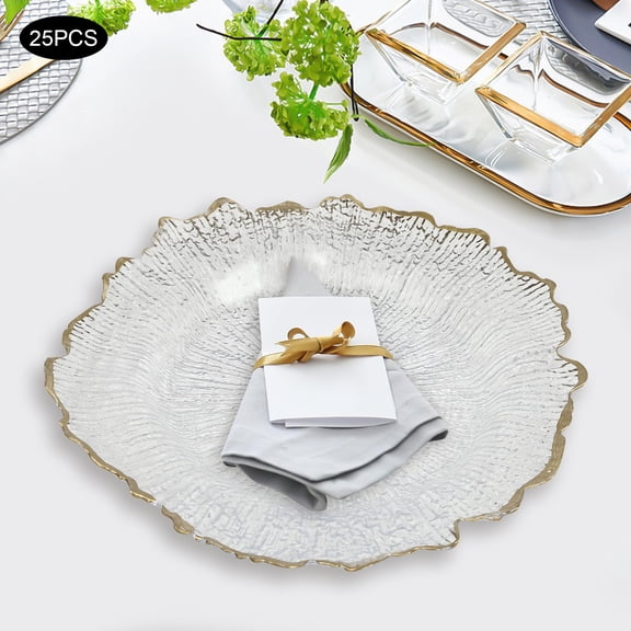 25 Pieces Clear Charger Plates, Table Charger Plates, Dinner Charger Plates 25* Charger Plates for Banquets, Weddings, Bridal Showers