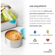 LunchBots 2.5 oz Stainless Steel Dressing Container for Condiments, Dips, Snacks, Dipping Sauce Cups with Silicone Lid, Fits in Lunch Bags and Bento Boxes - Set of 2 - Blue