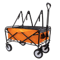 thumbnail image 2 of Foldable Wagon Cart with Strapping System, Utility Wagon Grocery Cart with Adjustable Handle for Camping Shopping Sports Gardeing, All-Terrain Wheels, 225lbs Capacity, Orange, 2 of 9