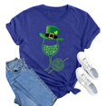 thumbnail image 2 of Prolriy T-Shirt de la Saint-Patrick pour Femmes, Imprimé Verre de Vin, Col Rond, Manches Courtes, T-Shirt pour Femmes, Hauts Bleus TTTG, 2 of 4