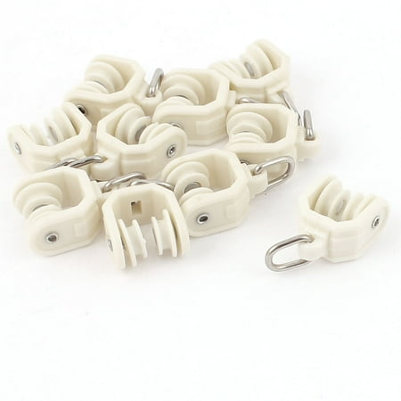 - 10pcs Plastic 10mm Dia Wheel Swivel Eye Ring Curtain Track Rail Rollers Beige