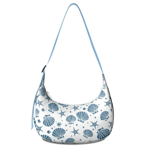 Women’s Crossbody Handbag – Water-Resistant Lightweight Purse with Vintage Starfish, Seashells & Mermaid Design, Nautical Coastal Print, Spacious Durable Travel Bag