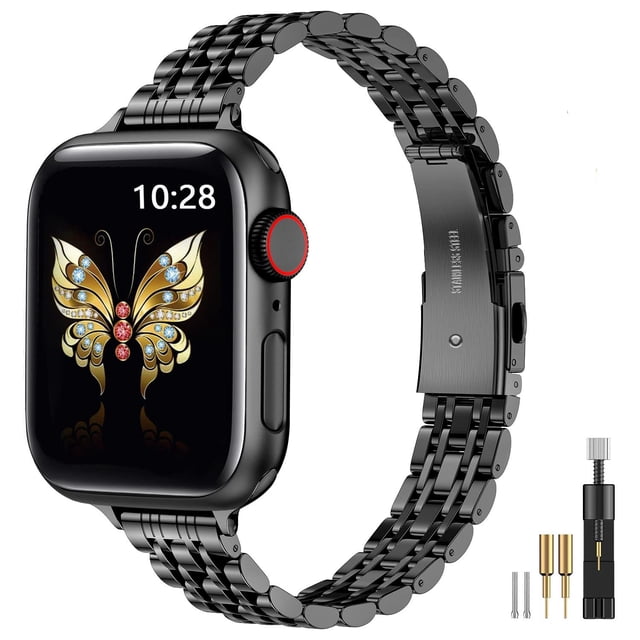 Correa de metal delgada MiohHR para Apple Watch, 42 mm/41 mm/40 mm/38 mm