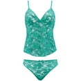 thumbnail image 5 of Curve Muse Women's Sexy Slim Fit Camisole Tank Top with Shorts Pajama Set pack of 2-TEAL,BLACK-XL, 5 of 7