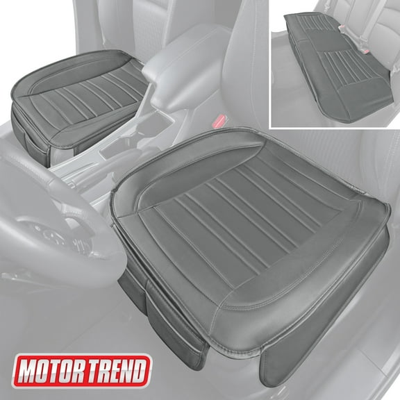 Motor Trend Gray Faux Leather Full Set Car Seat Covers for Truck SUV, Padded Front Back Car Seat Protector Cushion