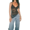 thumbnail image 1 of Fortune Camisole en Dentelle Florale Transparente pour Femmes, Crop Top Sans Manches Ajusté, 1 of 7