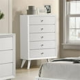 thumbnail image 4 of Furniture of America Vrone Wood 5-Drawer Chest with Angled Legs in White, 4 of 5