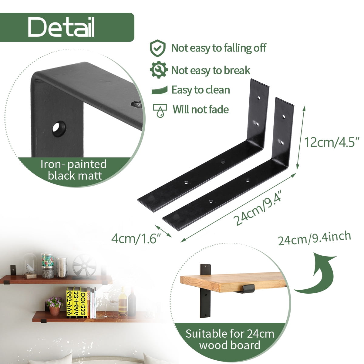 4Pcs Heavy Duty Iron Shelf Brackets for Wall,  L Shaped Metal Shelving Bracket Supports
