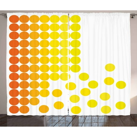 Yellow And White Curtains 2 Panels Set Abstract Composition With