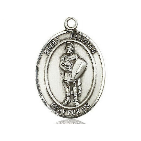 Extel Large Oval Pewter St. Florian Medal, Made in USA