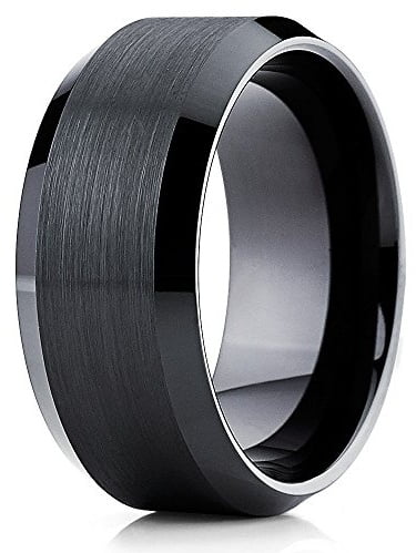 Luxe 8mm Black Tungsten Carbide Mens Wedding Ring Band Size 12 Butch Bands Alpha 