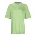 thumbnail image 3 of Mohiass Womens Polo Shirts Collared Solid Color T Shirts Loose Fit Wicking Button Up Shirts Trendy Summer Lapel Blouses Dressy Fluorescent Green L, 3 of 4