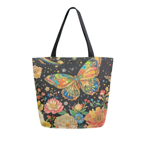 DIXRUYEE Tote Bag Women Weekender Travel Bag Shoulder Handbag Vibrant Butterfly Garden Printed