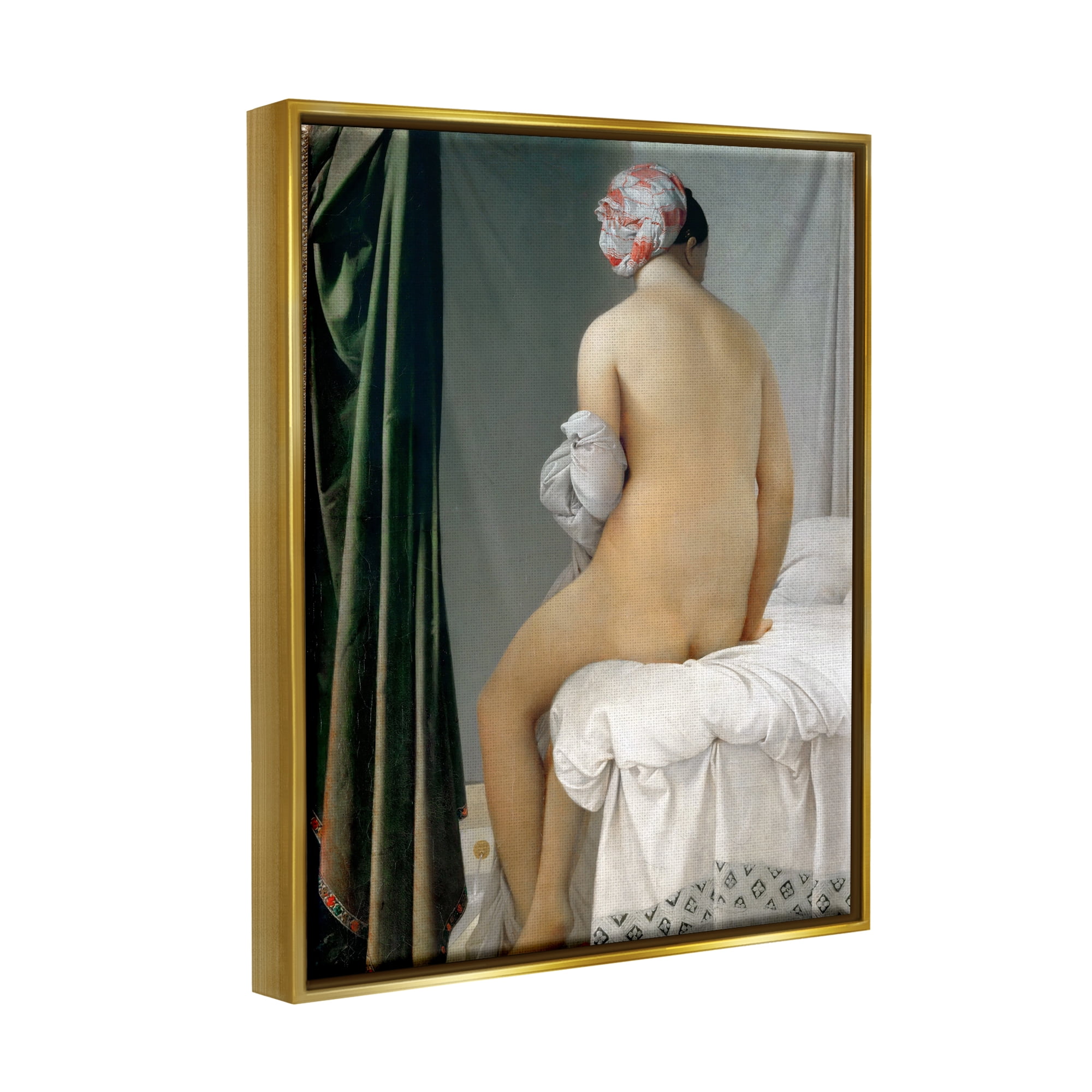 Stupell Industries La Baigneuse Valpincon Jean Auguste Dominique Ingres Bather Painting Painting Metallic Gold Floating Framed Canvas Print Wall Art, Design by one1000paintings