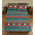 thumbnail image 2 of Chezmoi Collection 4-Piece Southwestern Geometric Multicolor Red Teal Beige Sheet Set, Full, 2 of 5