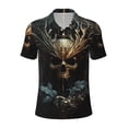 thumbnail image 2 of Daiia Vintage Ornate Skull Pattern Men’s Polo Shirts,Solid Deck Shirt,Classic Fit, Breathable Cotton Polo for Casual and Sport Wear-Large, 2 of 7