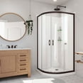 thumbnail image 5 of Prime 33 Inch x 76-3/4 Inch Semi Frameless Clear Glass Sliding Shower Enclosure in Oil Rubbed Bronze, Base and Backwalls, 5 of 16