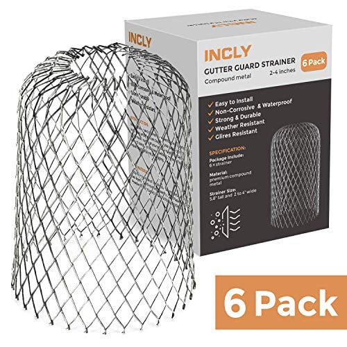 Incly 6 Pack Gutter Guard Strainer 3 Inch Downspouts Filter Keeps