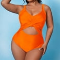 thumbnail image 3 of Aayomet Sexy Swimsuits for Women Halter Backless Ruched Tummy Control Bathing Suit,Orange L, 3 of 5