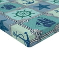 thumbnail image 2 of Ambesonne Anchor Fitted Sheet, Ships Wheel Turquoise, Queen Size, Turquoise Navy, 2 of 3