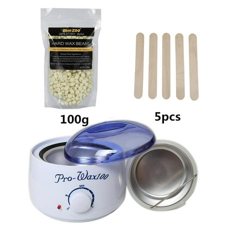 Wax Sticks Hair Removal Yosoo Hot Wax Warmer, Electric Hair Removal Hard Wax Melts Kit For Women and Men + 100g Hard Wax Beans + 5pcs Wax Applicator Sticks,Cream ()
