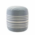 thumbnail image 3 of LR Home Medium Striped Indoor/Outdoor Cylinder Pouf, Light Blue/White, 20" x 20" x 20", 3 of 9