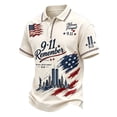 thumbnail image 2 of Men's 911 Memorial 25Th Anniversary Never Forget Patriot Day Polo Shirt Beige,XL, 2 of 5