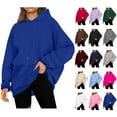 thumbnail image 1 of Chandails à Capuchon pour Femmes Chandails en Molleton à Capuche Unis Décontractés à Manches Longues Chandail-Over Tops Ndbuld Femmes et Hiver Décontracté Noël Uni Col Rond Manches Longues Chandail Blouse Chandail en Molleton Bleu 4TG, 1 of 8