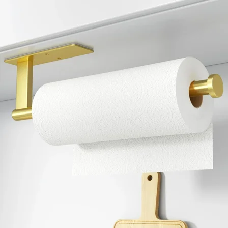 2 Packs Paper Towel Holder - Under Cabinet Paper Towel Holder For Kitchen,Gold