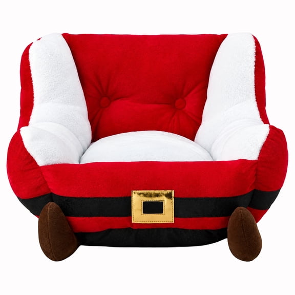 Vibrant Life Holiday Extra Small Sleigh Pet Bed, Red/White/Black, 19" x 16"