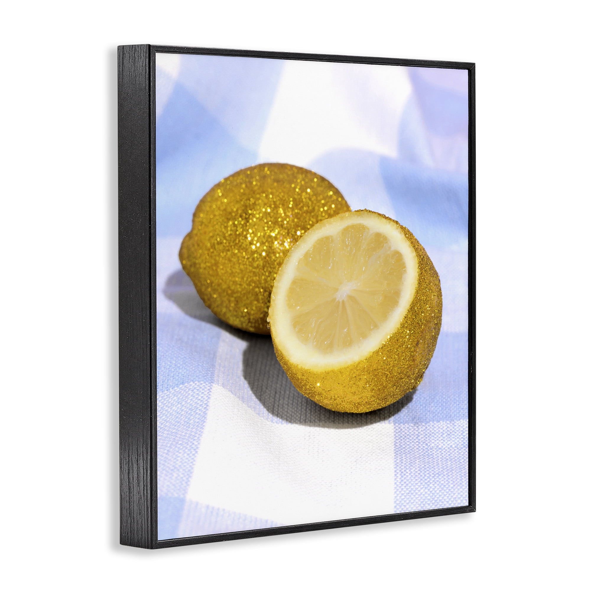 Stupell Industries Glimmer Lemon on Blue Black Framed Giclee Art, design by LISH Creative