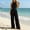 Black, variant on Womens Solid Color Halter Sleeveless Waist-Cinched Jumpsuit Zip Closure Wide Leg Long Romper with Side Pockets for Casual Party Wear Brown XL(XL)