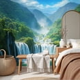 thumbnail image 6 of Wallpaper Waterfall Nature Waterfall Scenes Emerald Green River Karst Peel and Stick Wall Murals 69"H x 96"W Removable PVC Wall Paper Self-Adhesive Wall Paintings Art Decor for Bedroom Living Room, 6 of 7