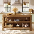 thumbnail image 4 of Tribesigns Solid Wood Bar Table, 63-inch Counter Height Pub Table with Storage Shelves, Rectangular Home Bar Unit for Kitchen, Pub, Rustic Brown, 4 of 7