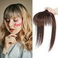 thumbnail image 5 of MY-LADY Clip In Remy Topper Hairpiece With Bangs Human Hair Clip On Toupee Wispy Bangs For Women Middle Part With Hair Loss Thinning Hair #02 Dark Brown, 5 of 8