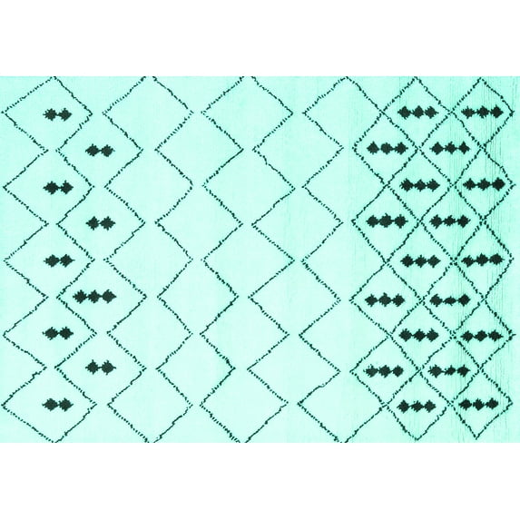 Ahgly Company Machine Washable Indoor Rectangle Solid Turquoise Blue Modern Area Rugs, 4' x 6'